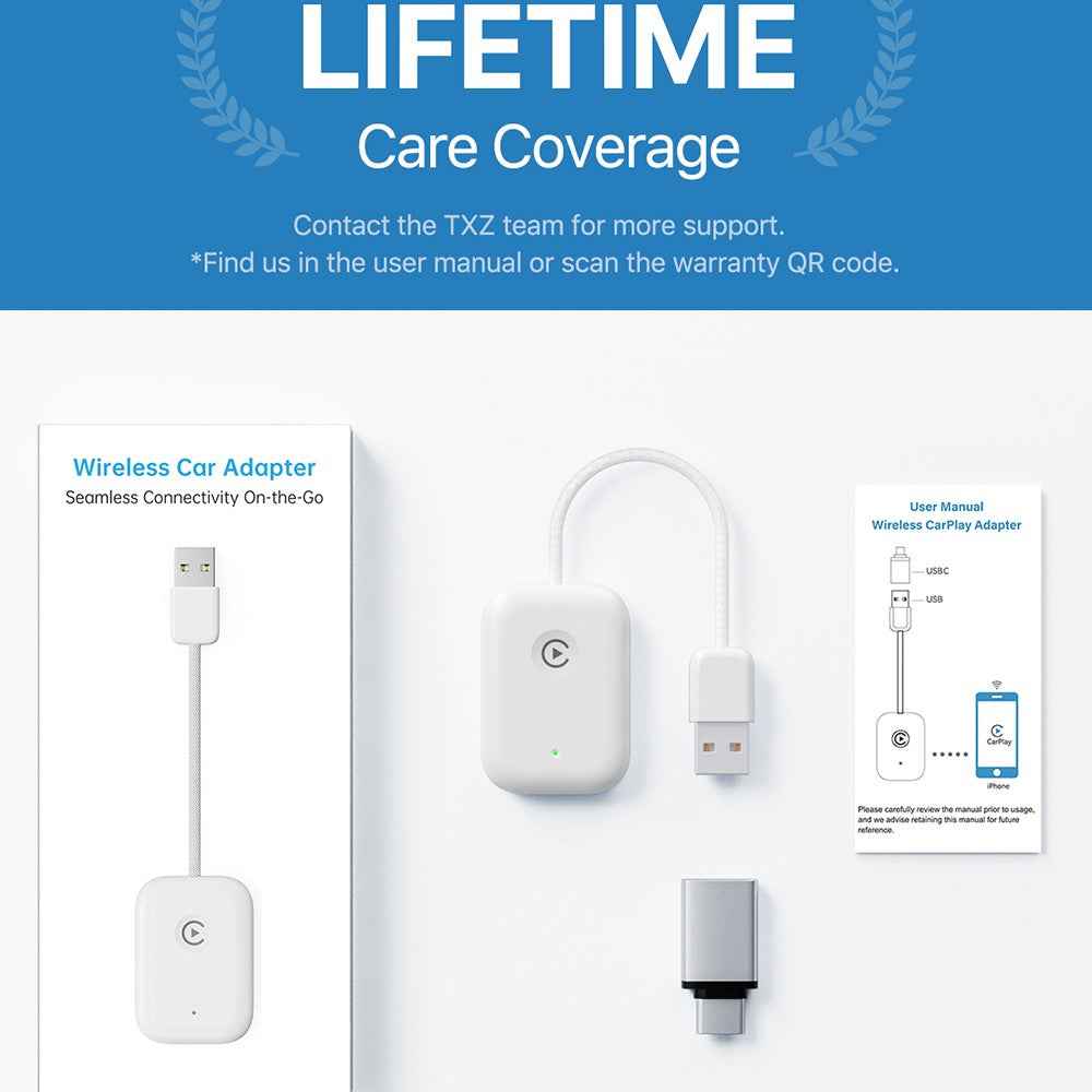 643 Car Wireless CarPlay Adapter for iPhone Transform Wired to Wireless - White