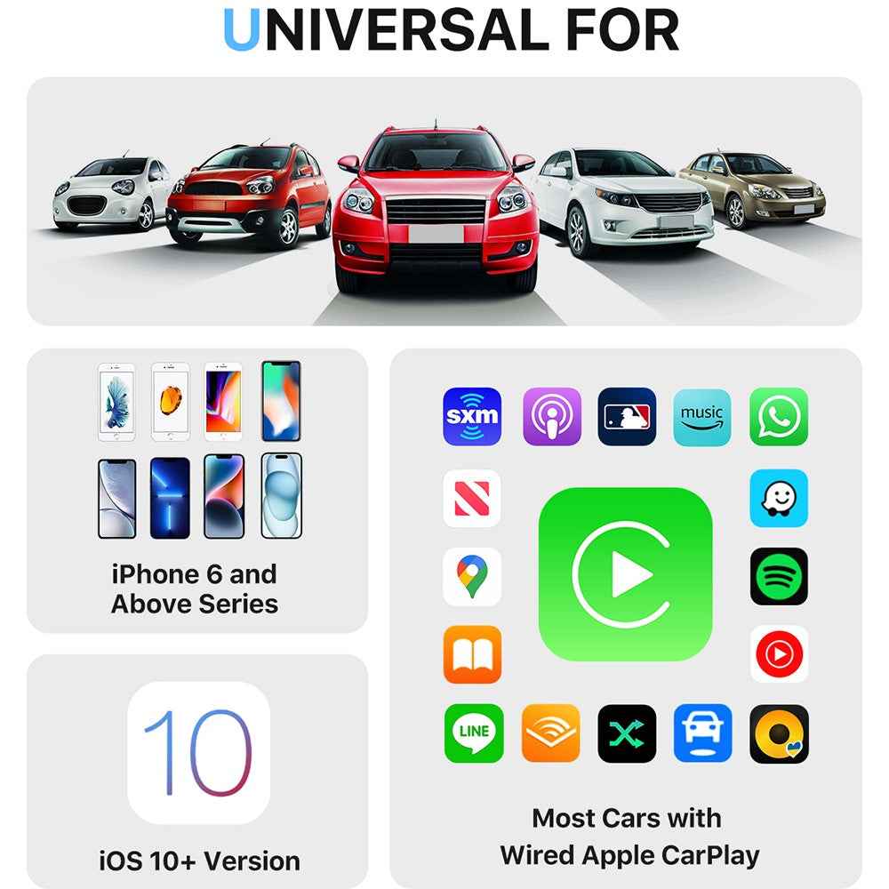 643 Car Wireless CarPlay Adapter for iPhone Transform Wired to Wireless - Black