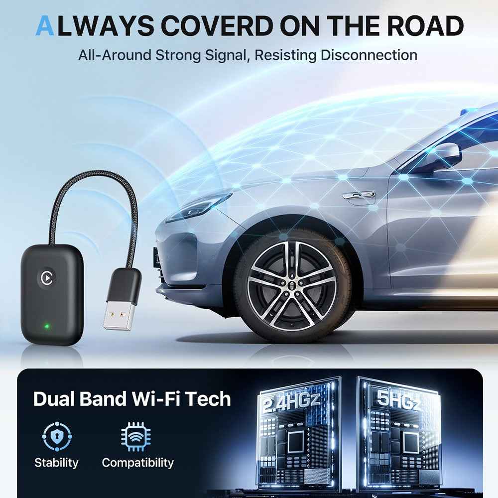 643 Car Wireless CarPlay Adapter for iPhone Transform Wired to Wireless - Black