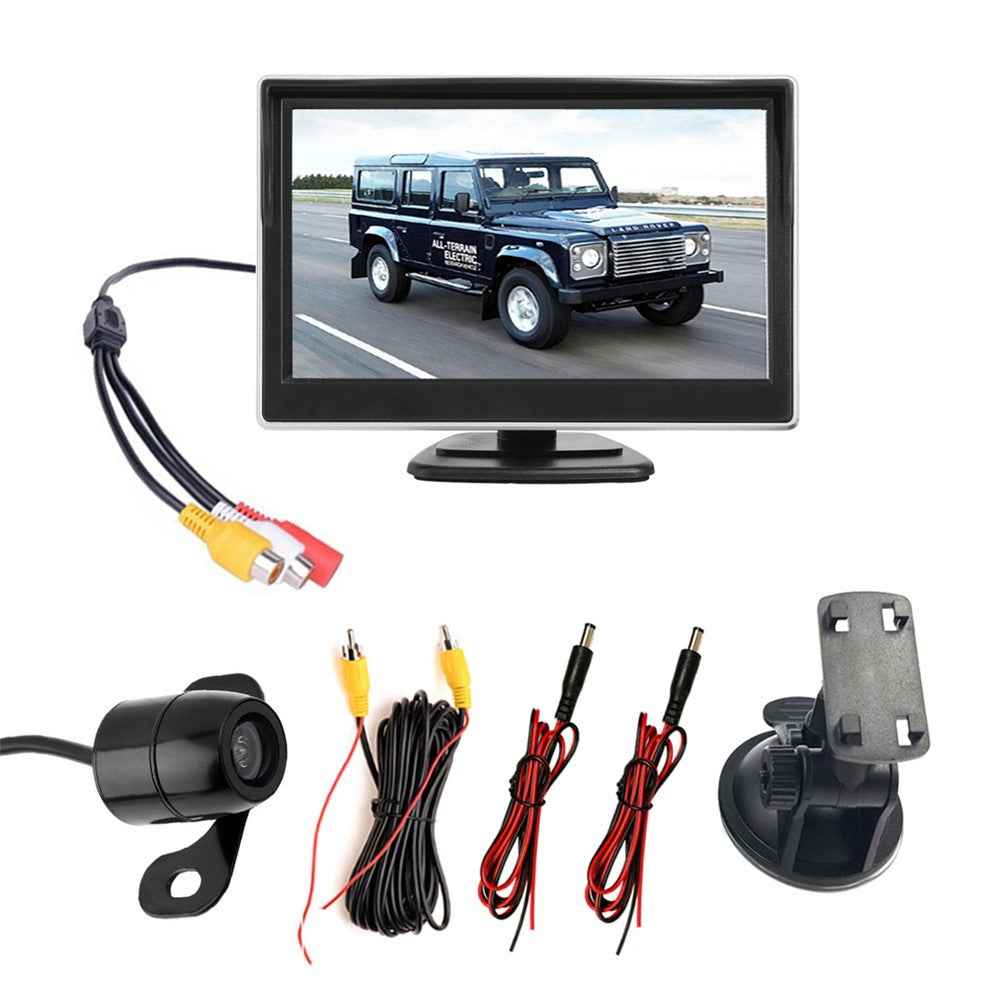 RH-507 5'' LCD Display Monitor Car Parking Reverse Waterproof Butterfly-shaped Rear Camera with Power Supply Cable and Video Line