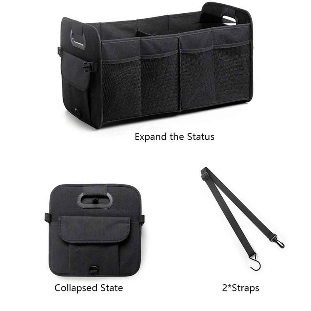 Large Capacity Car Trunk Organizer Waterproof Oxford Fabric Foldable Storage Box - Black