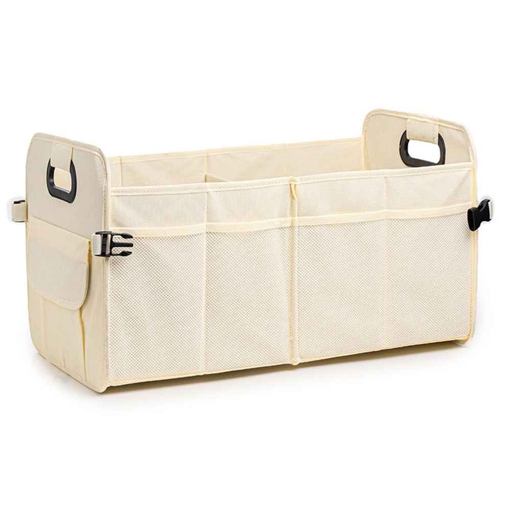 Large Capacity Car Trunk Organizer Waterproof Oxford Fabric Foldable Storage Box - Beige