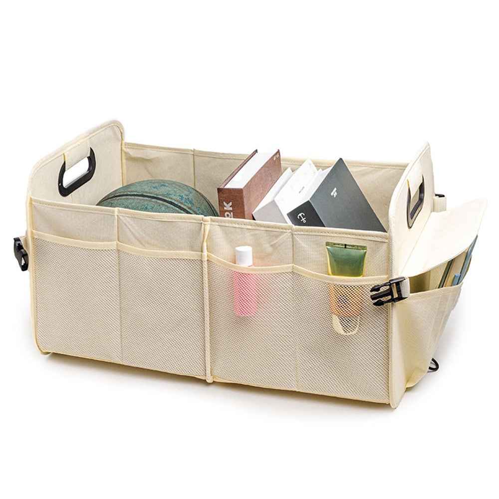 Large Capacity Car Trunk Organizer Waterproof Oxford Fabric Foldable Storage Box - Beige