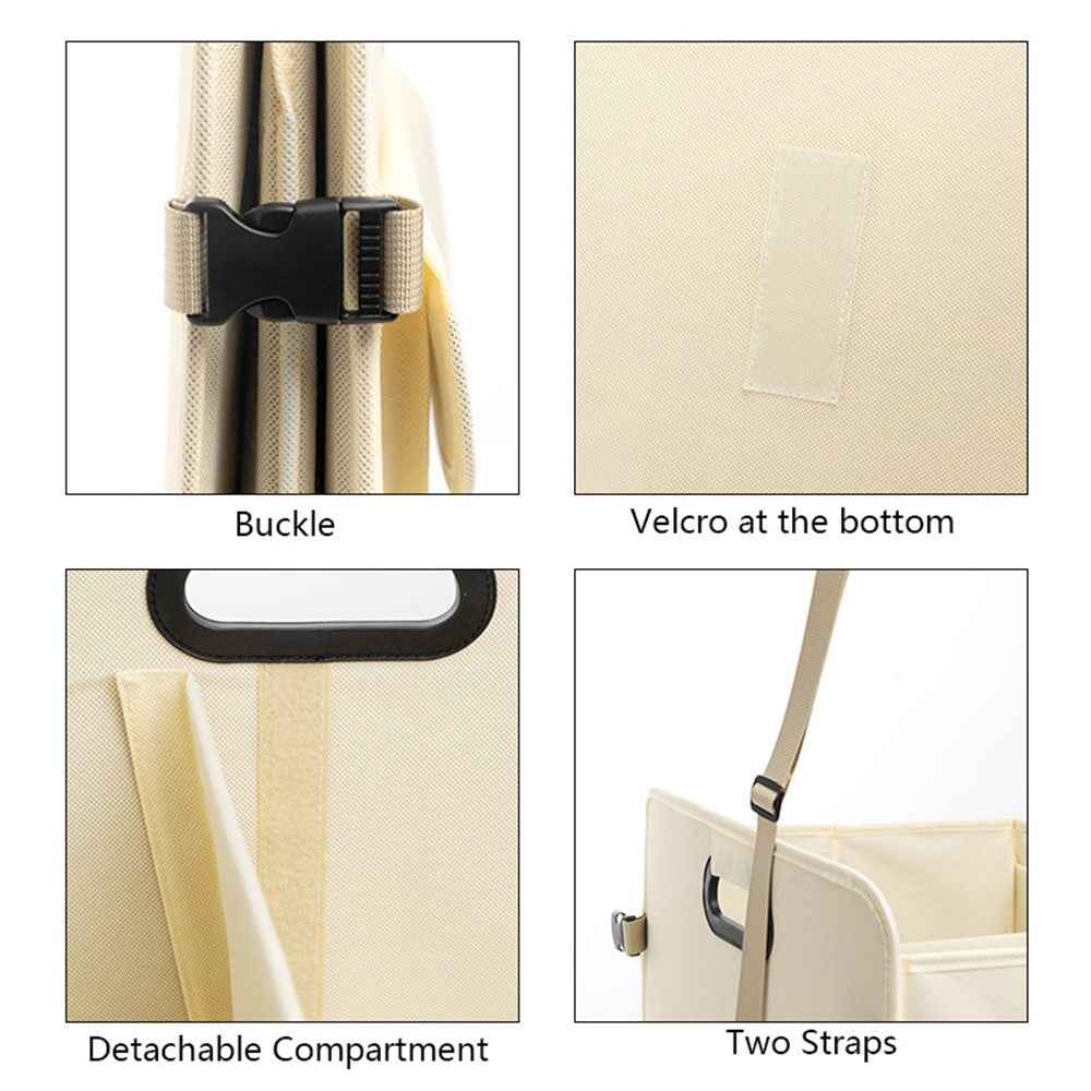 Large Capacity Car Trunk Organizer Waterproof Oxford Fabric Foldable Storage Box - Beige