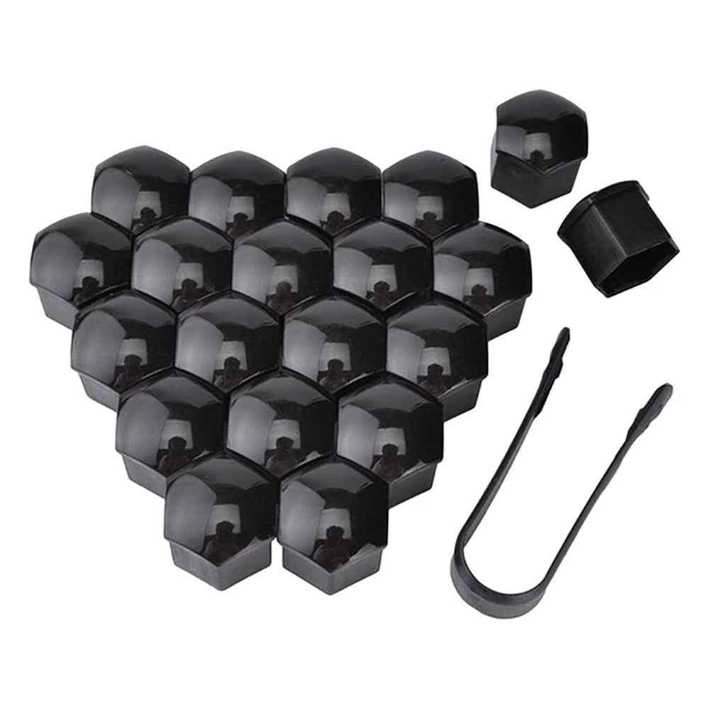 Universal Car Accessory 20Pcs 19mm Wheel Nut Bolt Covers Tire Screw Cap Hub Protective Covers - Black