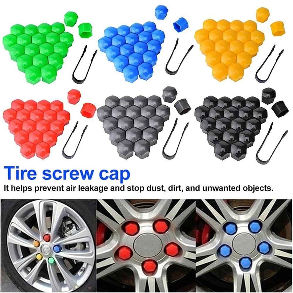 Universal Car Accessory 20Pcs 19mm Wheel Nut Bolt Covers Tire Screw Cap Hub Protective Covers - Green