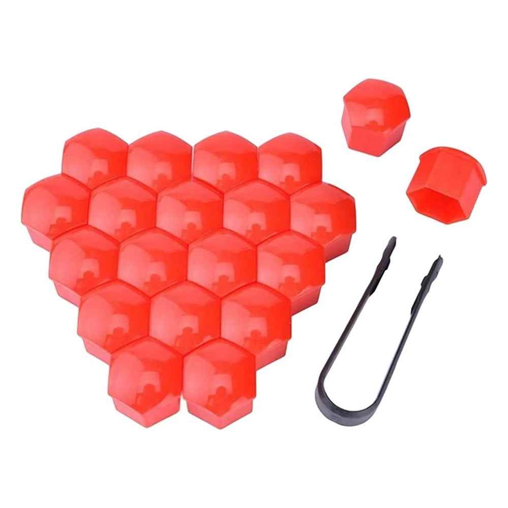 Universal Car Accessory 20Pcs 21mm Wheel Nut Bolt Covers Tire Screw Cap Hub Protective Covers - Red
