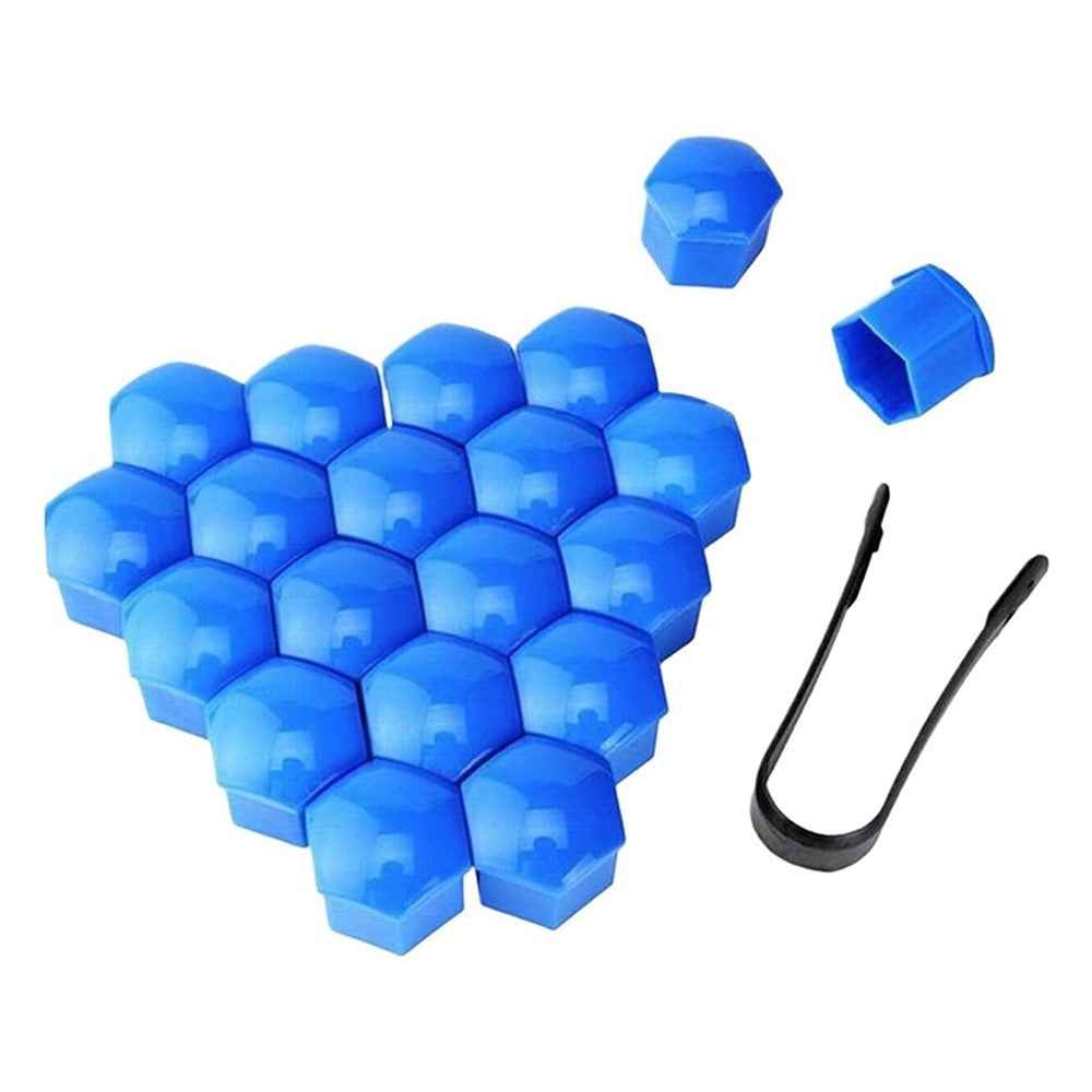 Universal Car Accessory 20Pcs 21mm Wheel Nut Bolt Covers Tire Screw Cap Hub Protective Covers - Blue