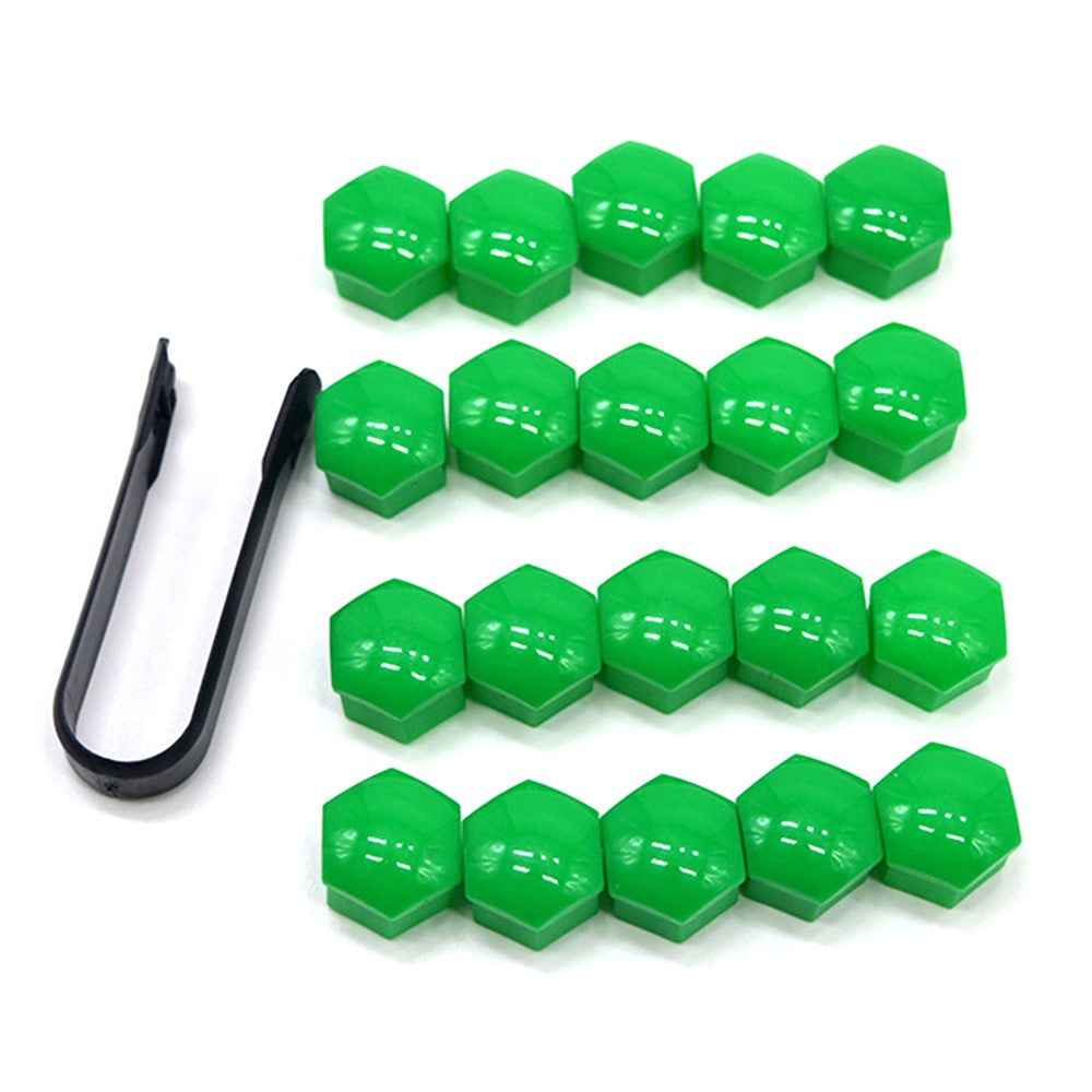 Universal Car Accessory 20Pcs 21mm Wheel Nut Bolt Covers Tire Screw Cap Hub Protective Covers - Green