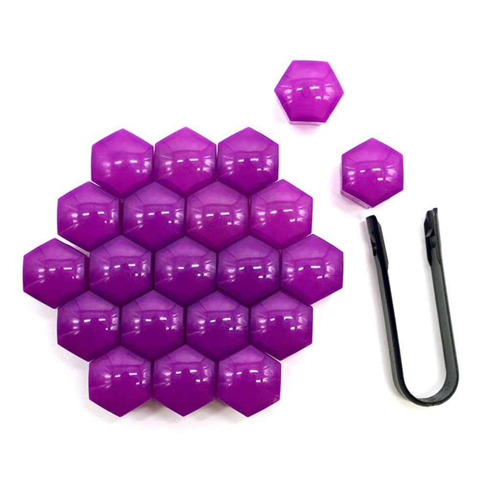 Universal Car Accessory 20Pcs 21mm Wheel Nut Bolt Covers Tire Screw Cap Hub Protective Covers - Purple