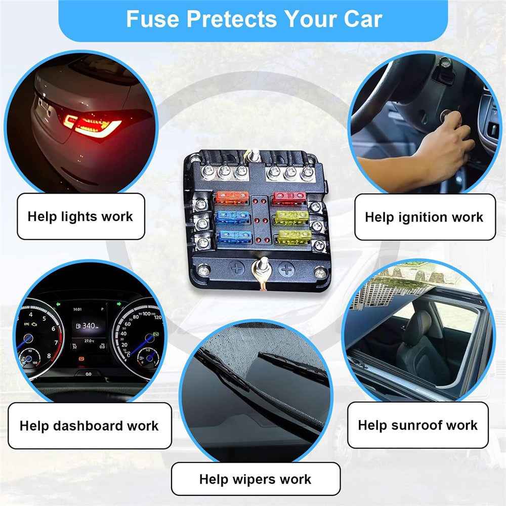 180Pcs Car Fuse Assortment Kit Mini  /  Standard  /  Micro Zinc Blade Fuses With Puller Tool and Storage Box