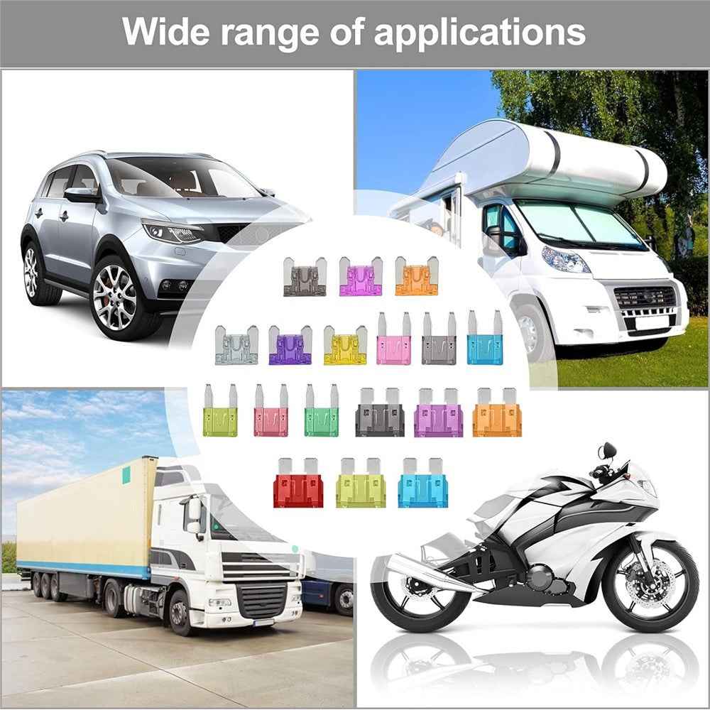 180Pcs Car Fuse Assortment Kit Mini  /  Standard  /  Micro Zinc Blade Fuses With Puller Tool and Storage Box