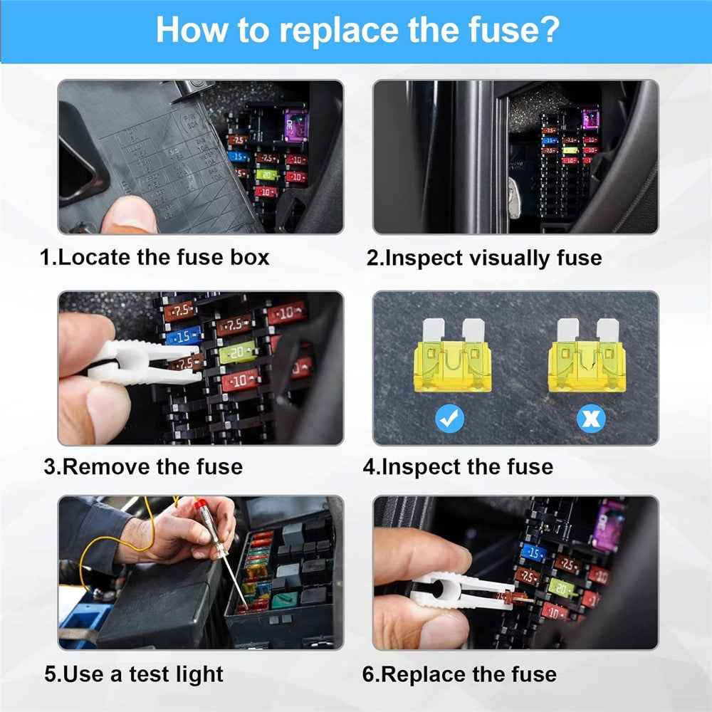 180Pcs Car Fuse Assortment Kit Mini  /  Standard  /  Micro Zinc Blade Fuses With Puller Tool and Storage Box