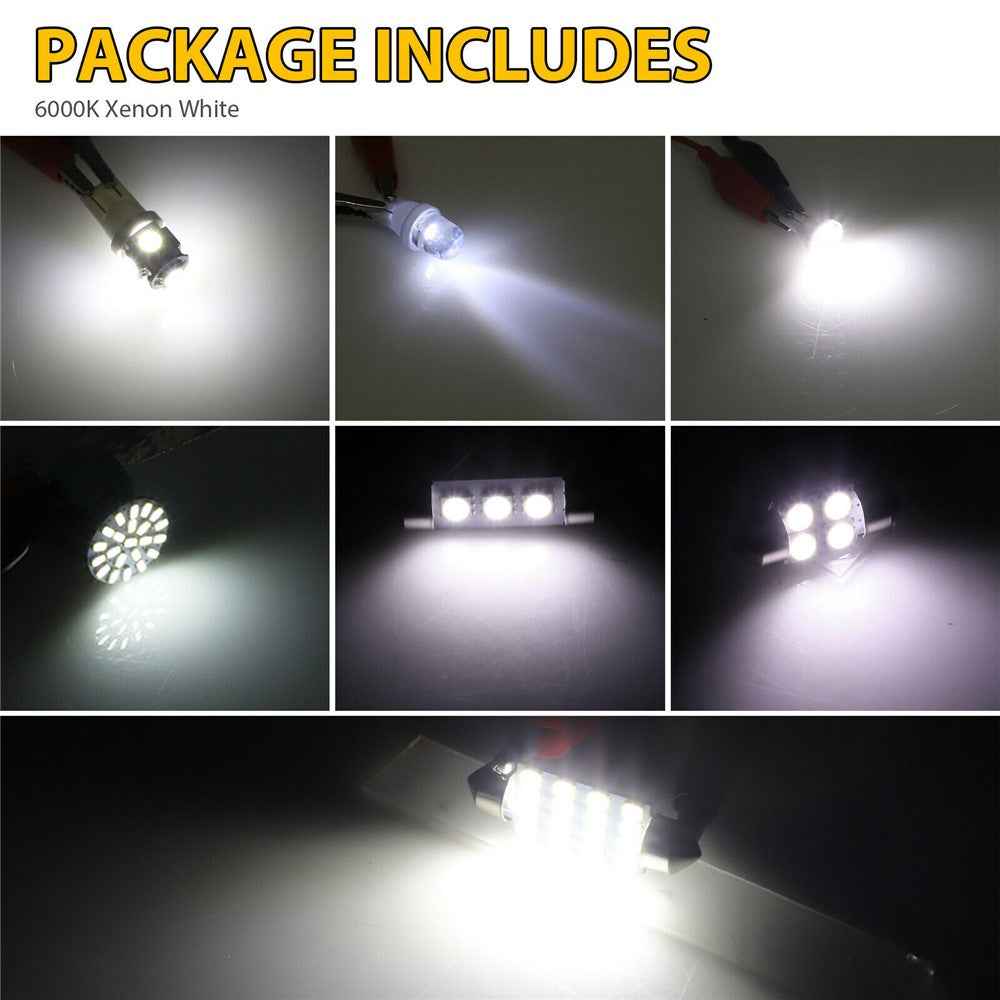 42PCS Car LED Light Kit T10 6000K Xenon White Replacement Bulbs for Interior Exterior