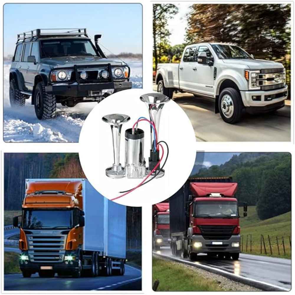 600DB Powerful Sound Dual Tube Metal Car Horn for 12V Vehicle Electric Horn