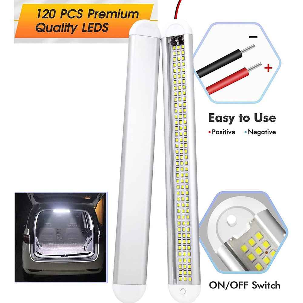12 - 85V Car Interior Light 120 Leds 3 Rows High Brightness Reading Lamp for Truck RV Cabin