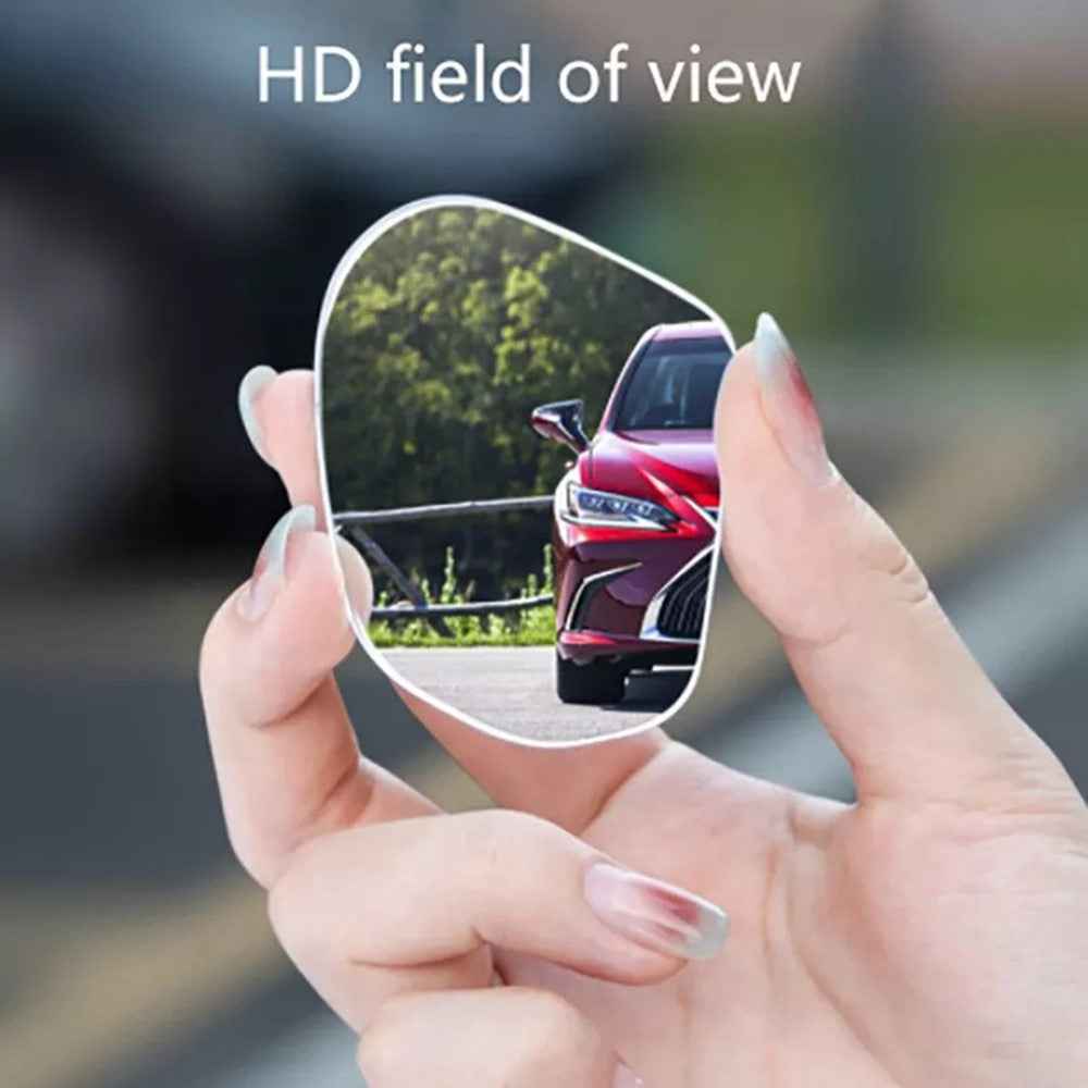 2Pcs Car Rearview Mirror Blind Spot Auxiliary 360 Degree Wide Angle Frameless HD Reflector - Black