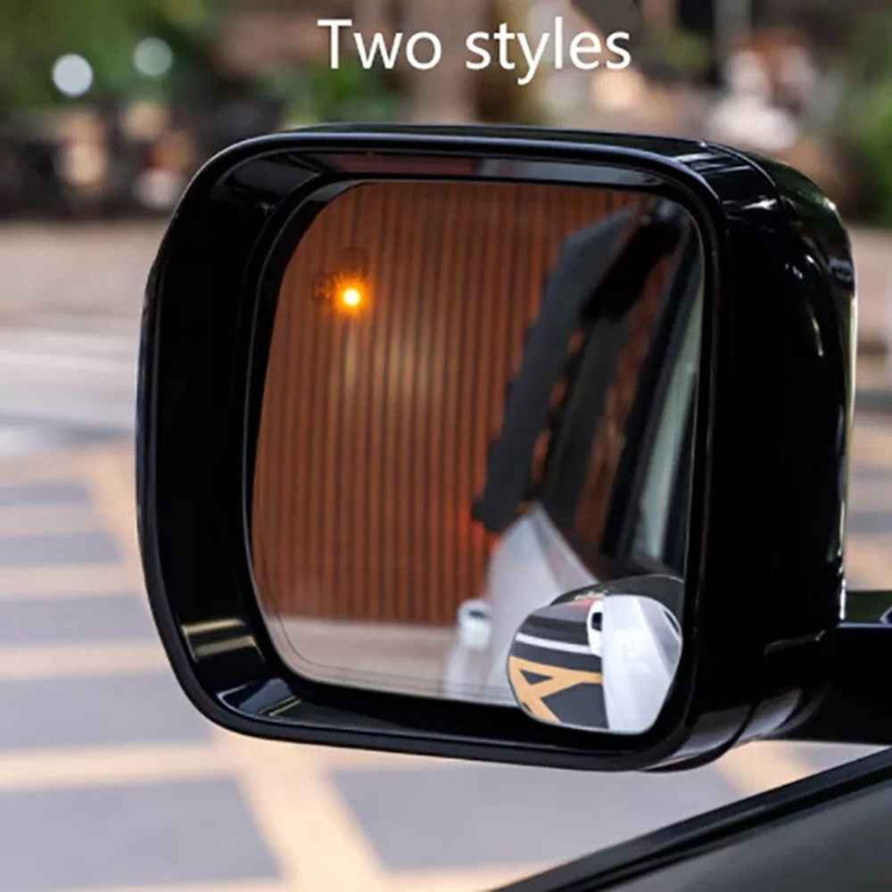 2Pcs Car Rearview Mirror Blind Spot Auxiliary 360 Degree Wide Angle Frameless HD Reflector - Silver