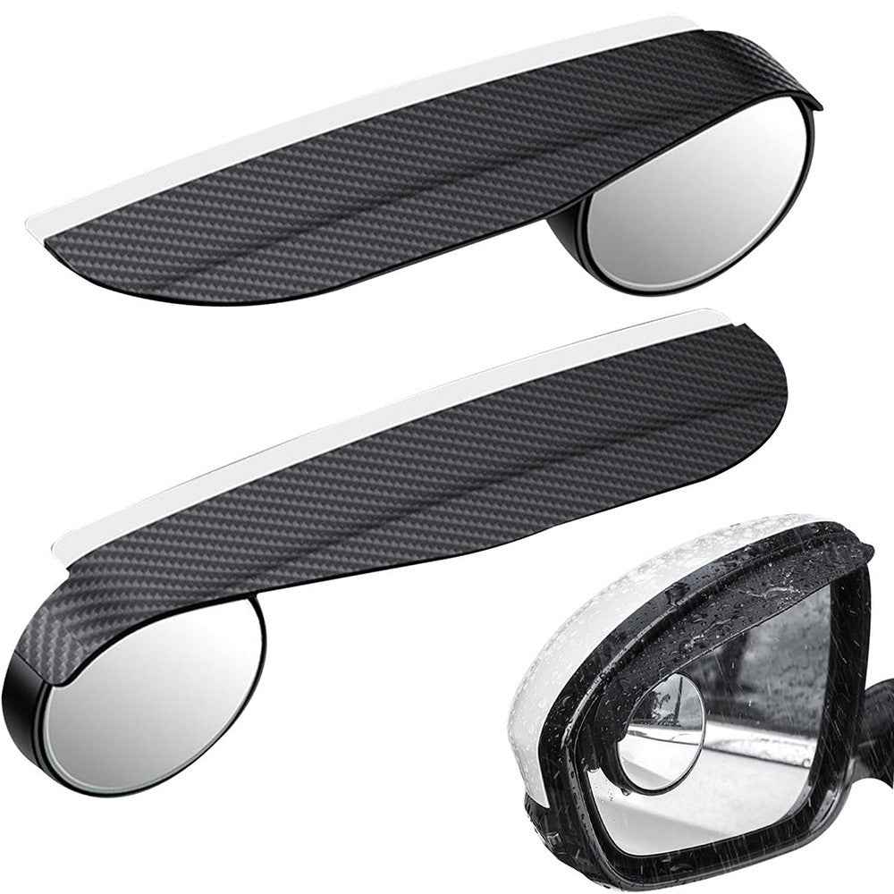 2Pcs Car Blind Spot Mirror 360 Degree Adjustable Rear View Mirror with Rain Shield