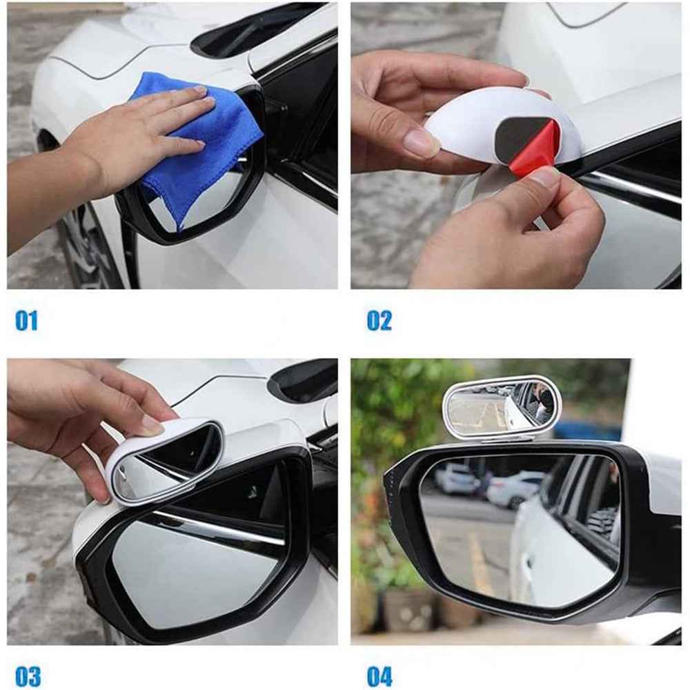 Car Rear View Mirror 360-Degree Rotatable Wide Angle Blind Spot Mirror Auxiliary Parking Aid - Black