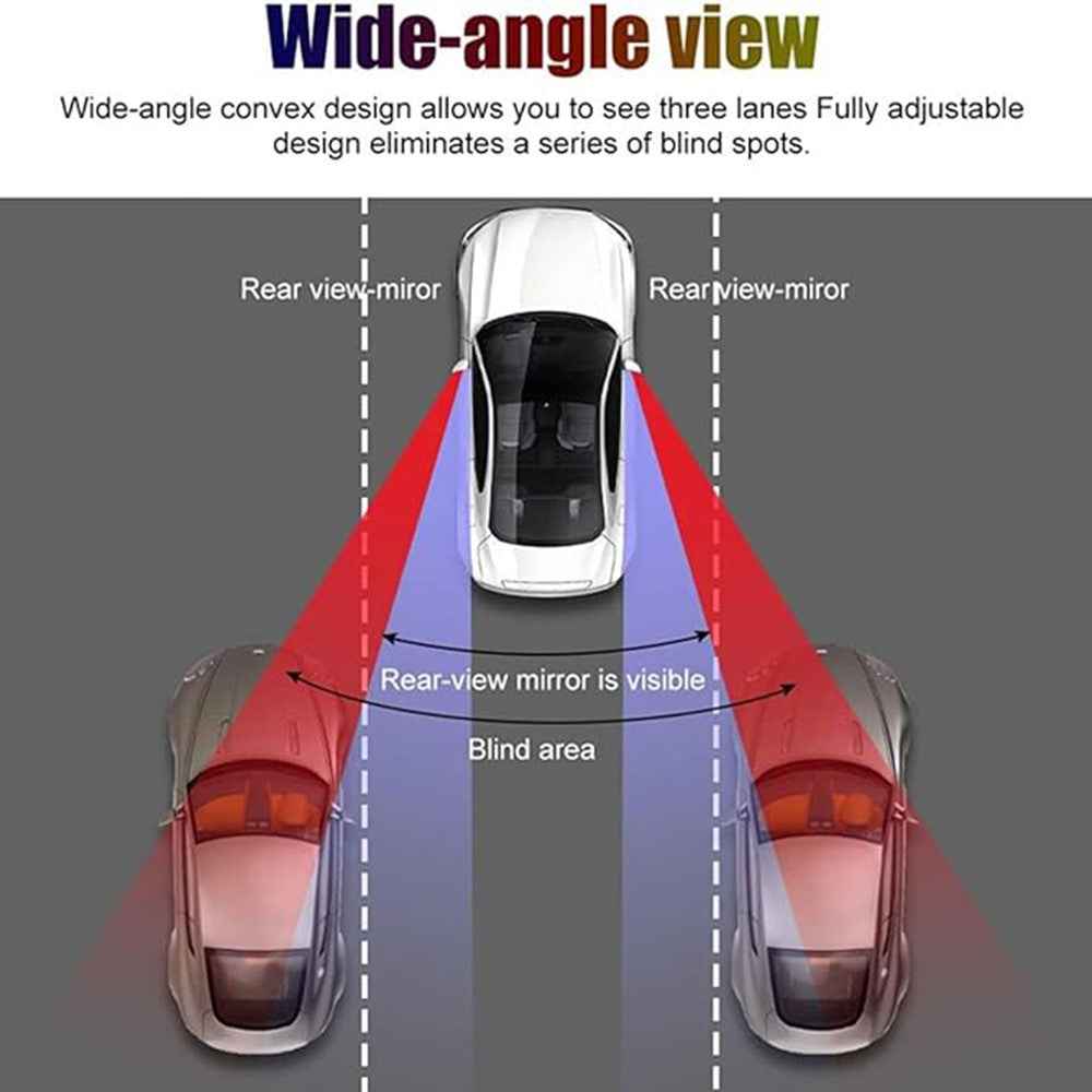 Car Rear View Mirror 360-Degree Rotatable Wide Angle Blind Spot Mirror Auxiliary Parking Aid - Silver