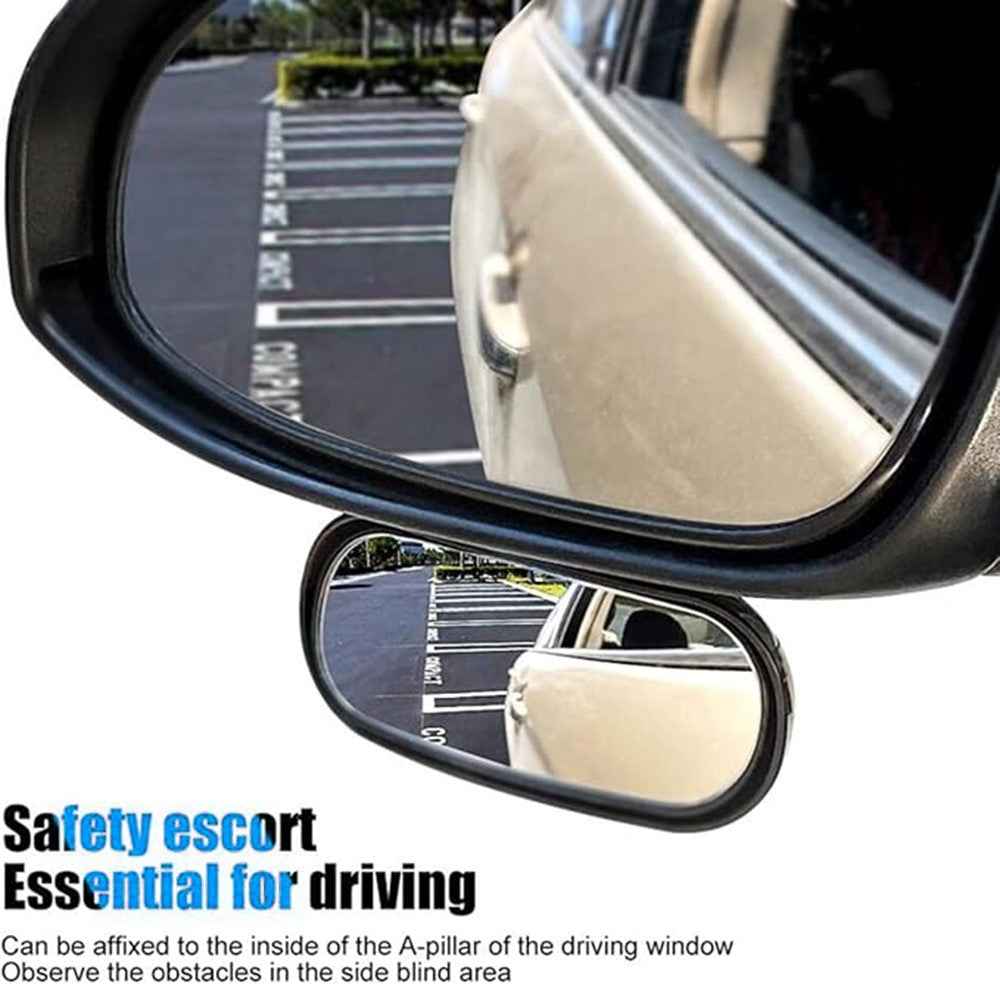 Car Rear View Mirror 360-Degree Rotatable Wide Angle Blind Spot Mirror Auxiliary Parking Aid - Silver