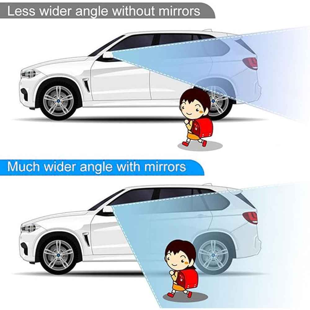 Car Rear View Mirror 360-Degree Rotatable Wide Angle Blind Spot Mirror Auxiliary Parking Aid - White