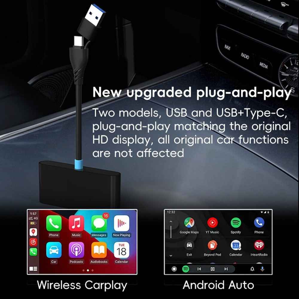 P40 CarPlay Android Auto Wireless Upgrade Adapter Box For Car Connectivity Plug and Play Bluetooth-compatible Auto Connect