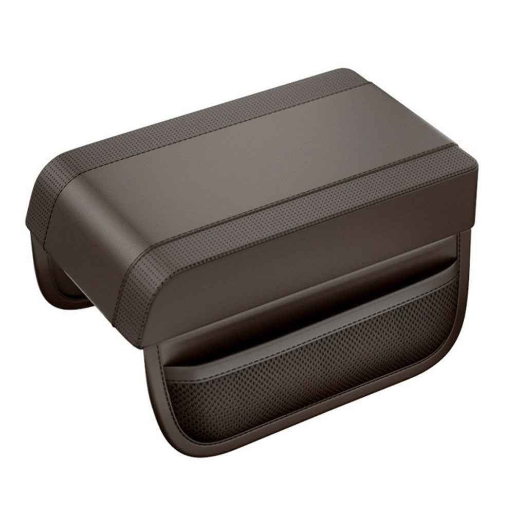 PU Leather Car Armrest Booster Pad Universal Center Console Cushion Memory Foam Elbow Support - Dark Brown