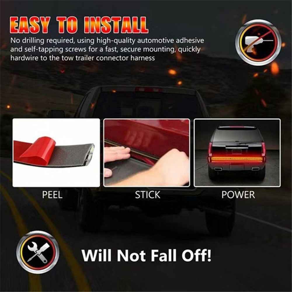 1.2m Flexible LED Tailgate Light Bar Turn Signal Brake Light Strip for 12V 24V  Truck SUV