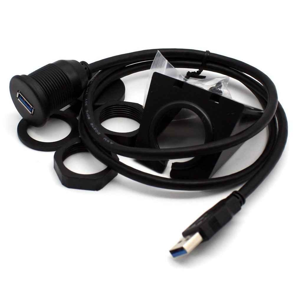 1m USB 3.0 Extension Flush Dash Panel Mount Cable for Car Boat Motorcycle
