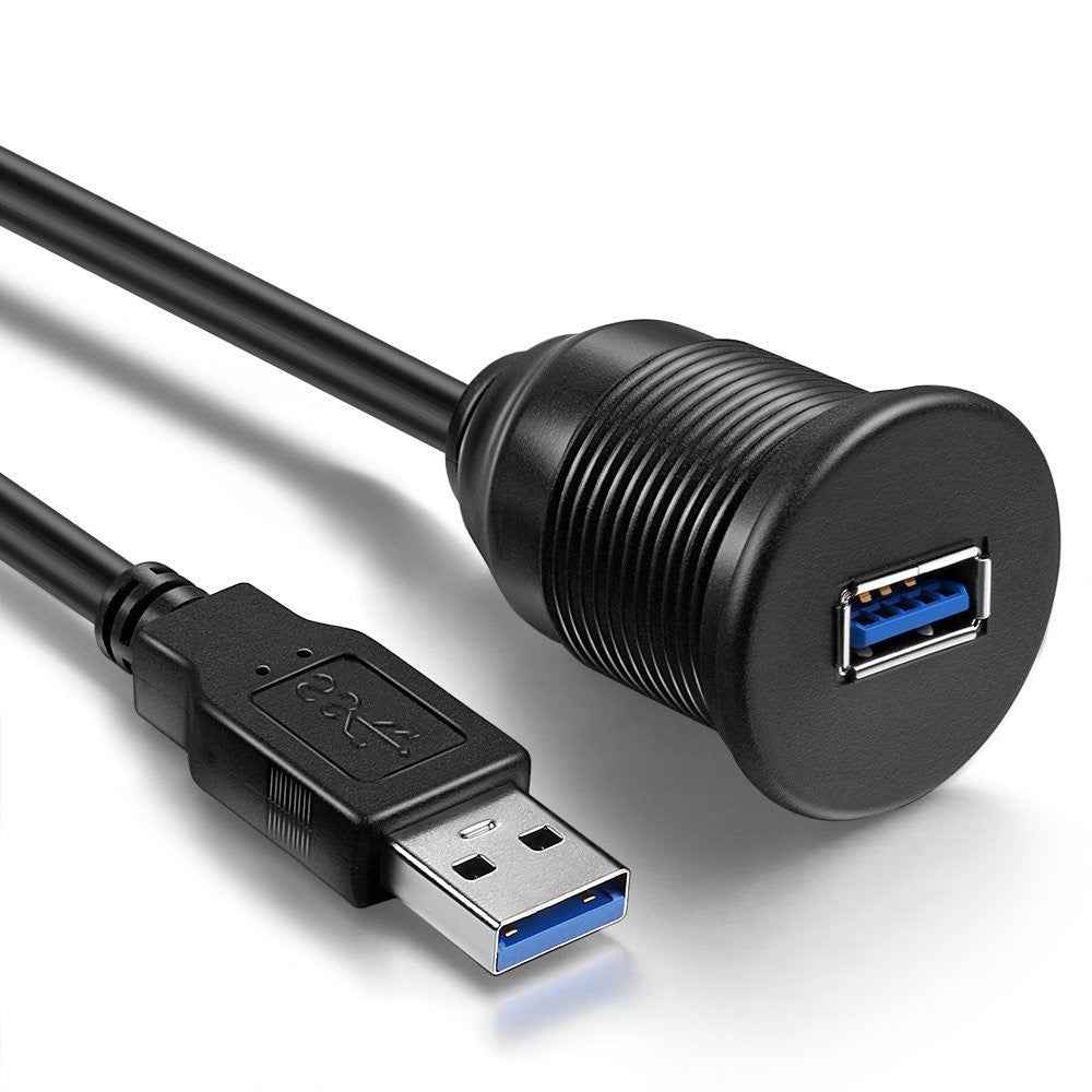 1m USB 3.0 Extension Flush Dash Panel Mount Cable for Car Boat Motorcycle