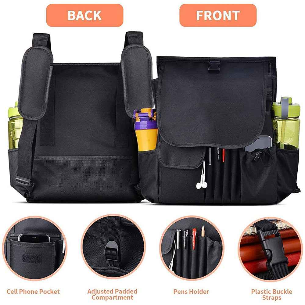 Car Front Seat Organizer 600D Oxford Fabric Seat Back Storage Bag with Shoulder Strap