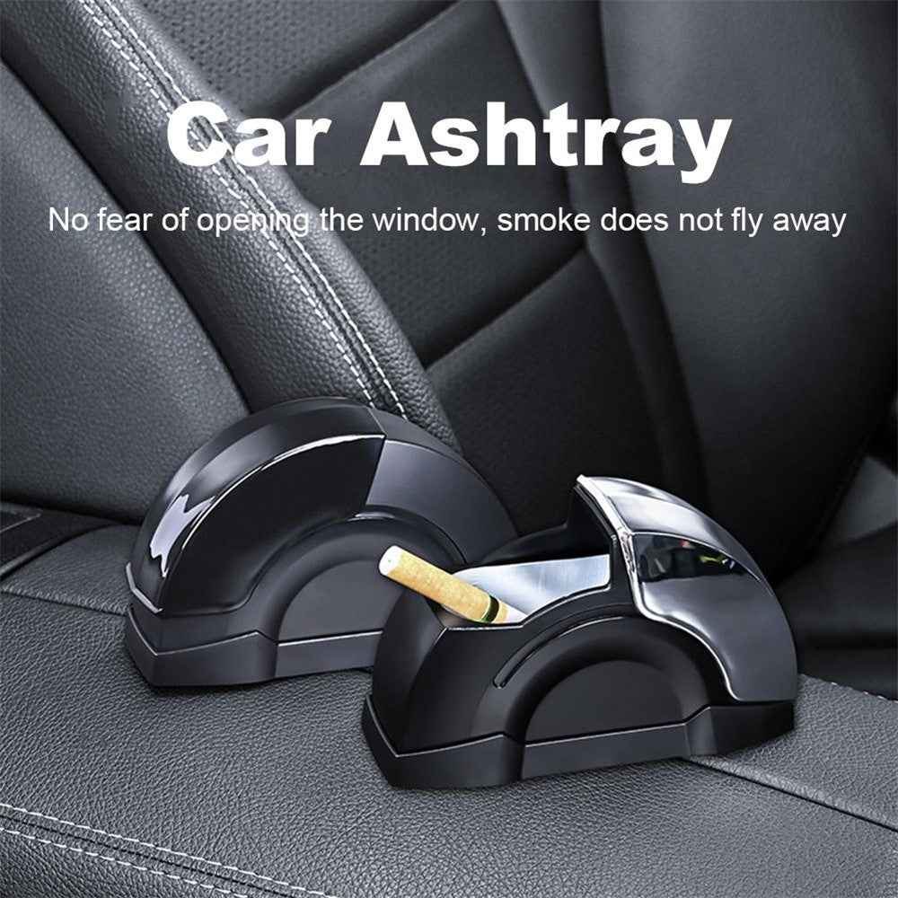 Car Door Ashtray Portable Cigarette Holder with Lid Removable Liner Ashtray - Black