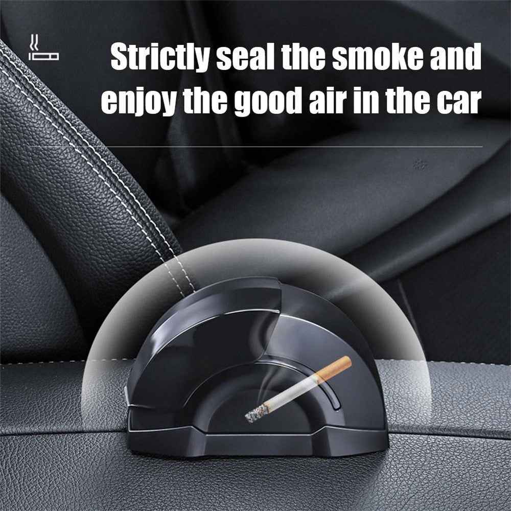 Car Door Ashtray Portable Cigarette Holder with Lid Removable Liner Ashtray - Black  /  Silver