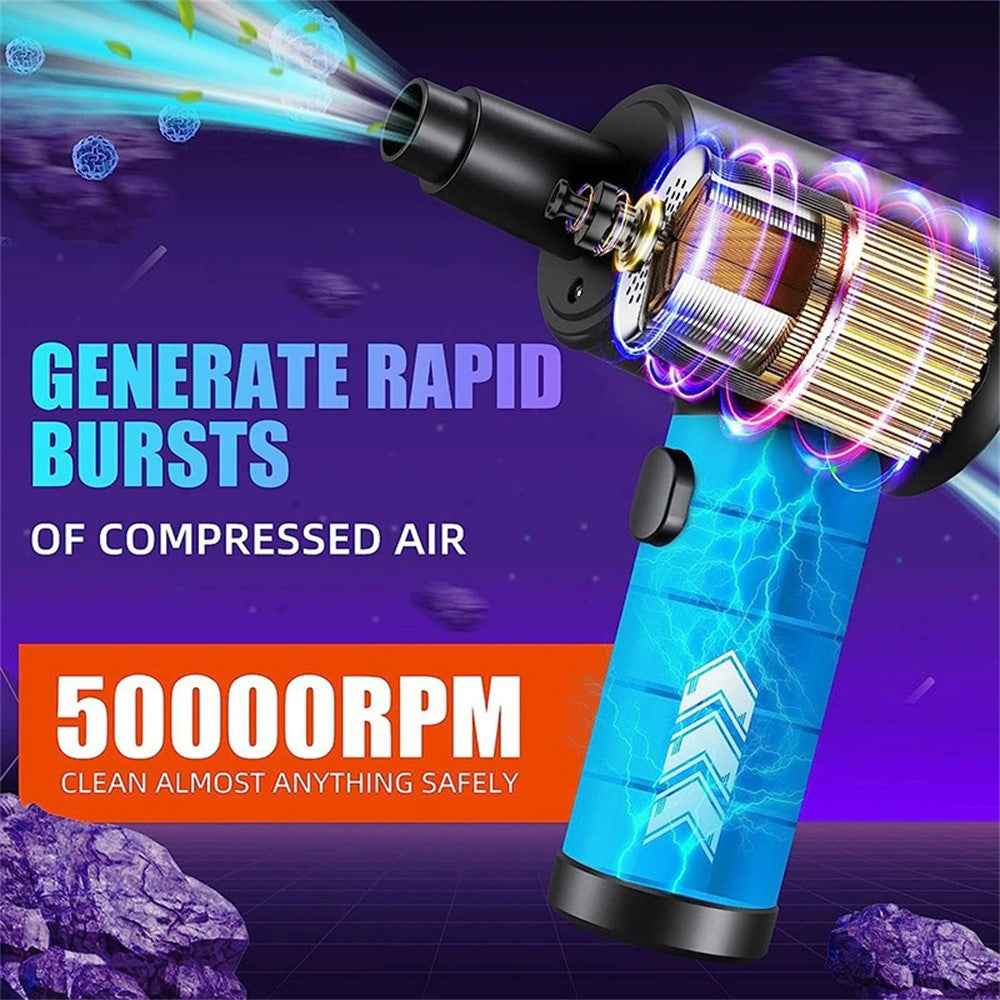 C4915 Portable Turbo Fan Blower Multifunction Car Vacuum Cleaner Rechargeable Air Duster with 3 Brushes