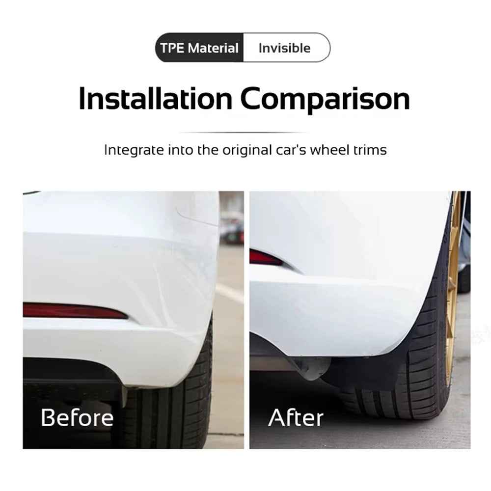 4Pcs / Set For Tesla Model Y 2021 - 2023 Mud Fenders TPE Front and Rear Splash Guards