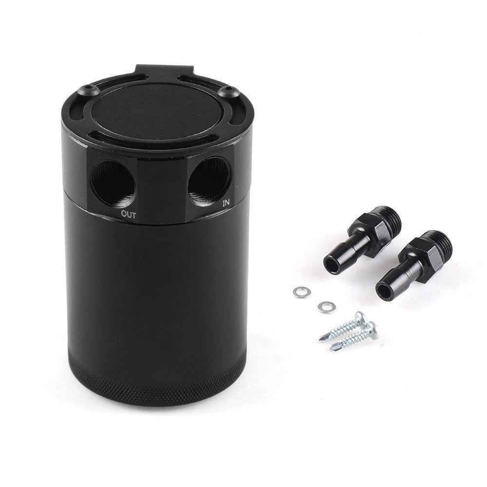 BX101669 Car Universal 2-Port Compact Baffled Oil Catch Can - Black