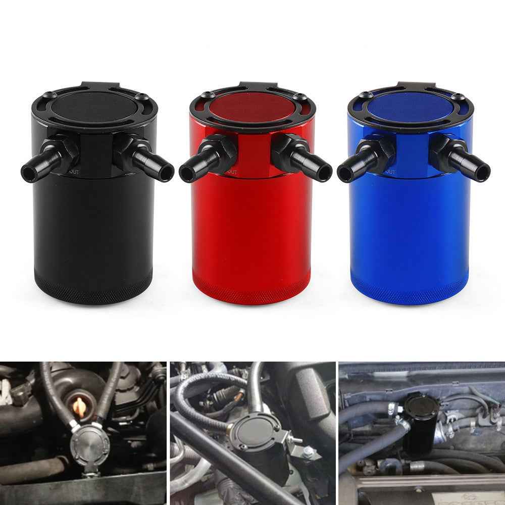 BX101669 Car Universal 2-Port Compact Baffled Oil Catch Can - Black