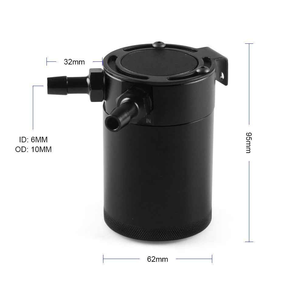 BX101669 Car Universal 2-Port Compact Baffled Oil Catch Can - Black