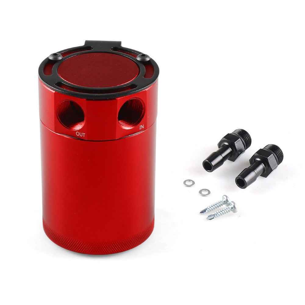 BX101669 Car Universal 2-Port Compact Baffled Oil Catch Can - Red