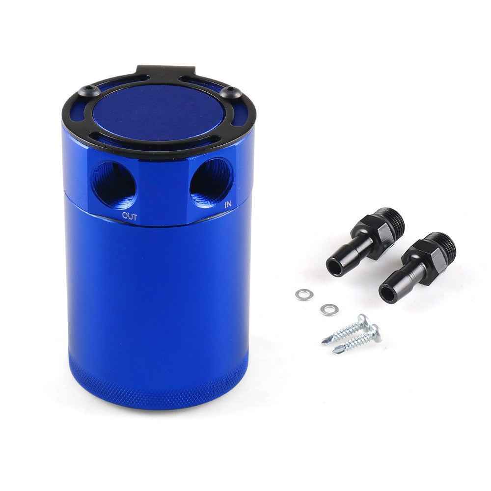 BX101669 Car Universal 2-Port Compact Baffled Oil Catch Can - Blue