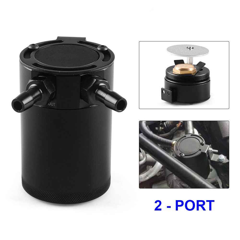 BX101669 Car Universal 2-Port Compact Baffled Oil Catch Can - Blue