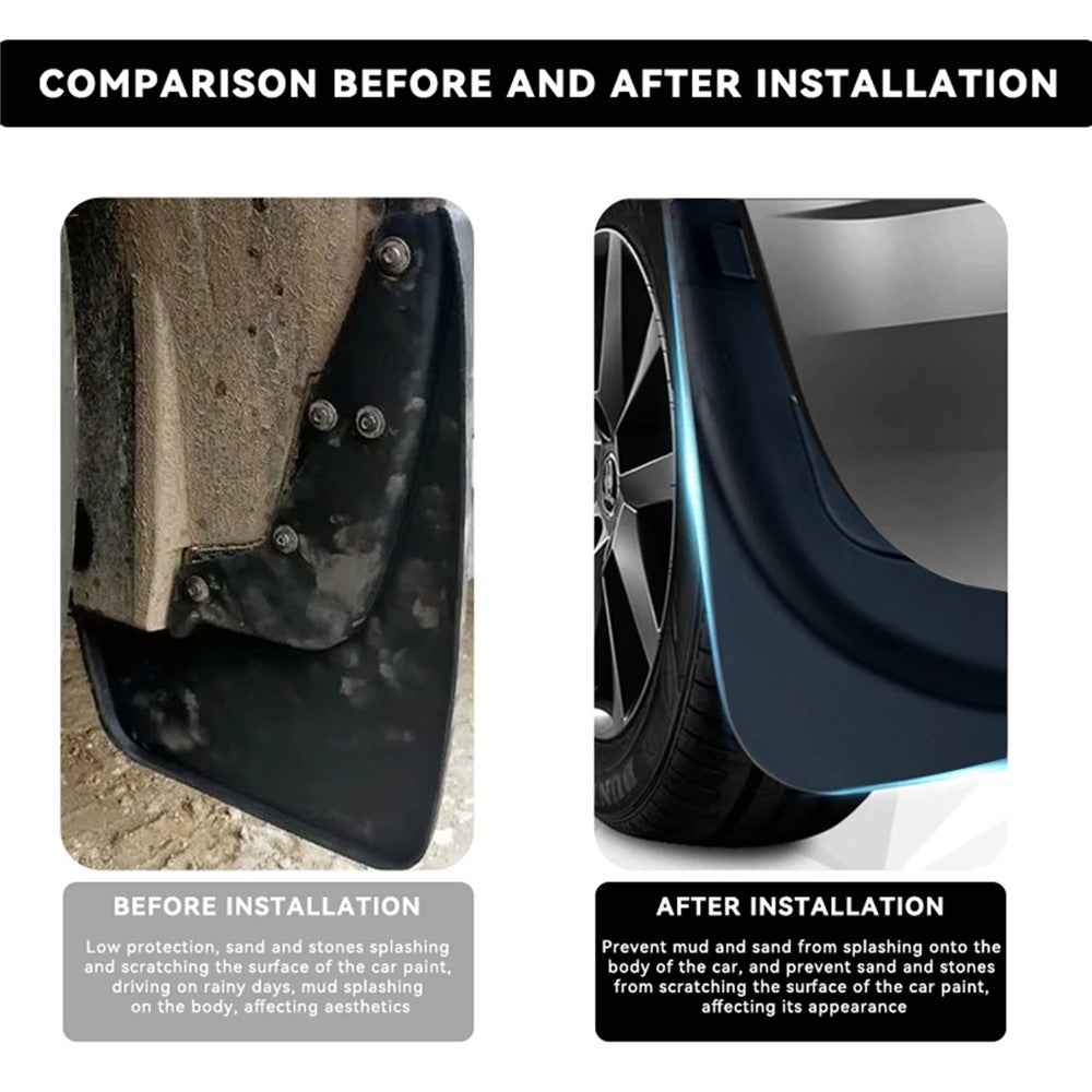 4Pcs / Set For Tesla Model 3 2024 Mud Fenders TPE Front and Rear Replacement Splash Guards