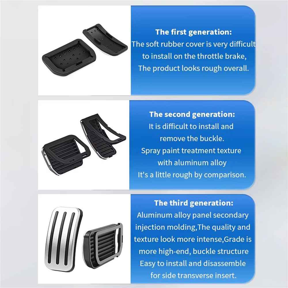 2Pcs / Set For Tesla Model Y  /  3 Car Styling Non Slip Accelerator Brake Pedal Pad Cover - Black