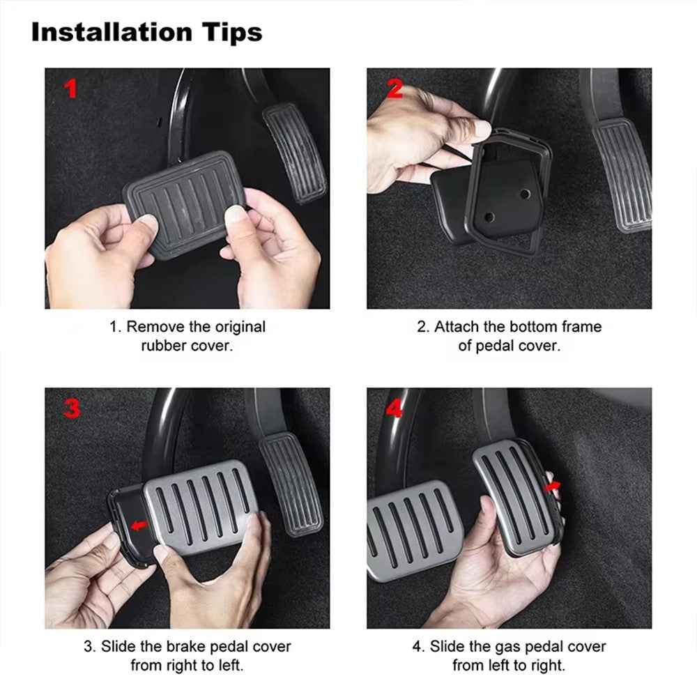 2Pcs / Set For Tesla Model Y  /  3 Car Styling Non Slip Accelerator Brake Pedal Pad Cover - Red