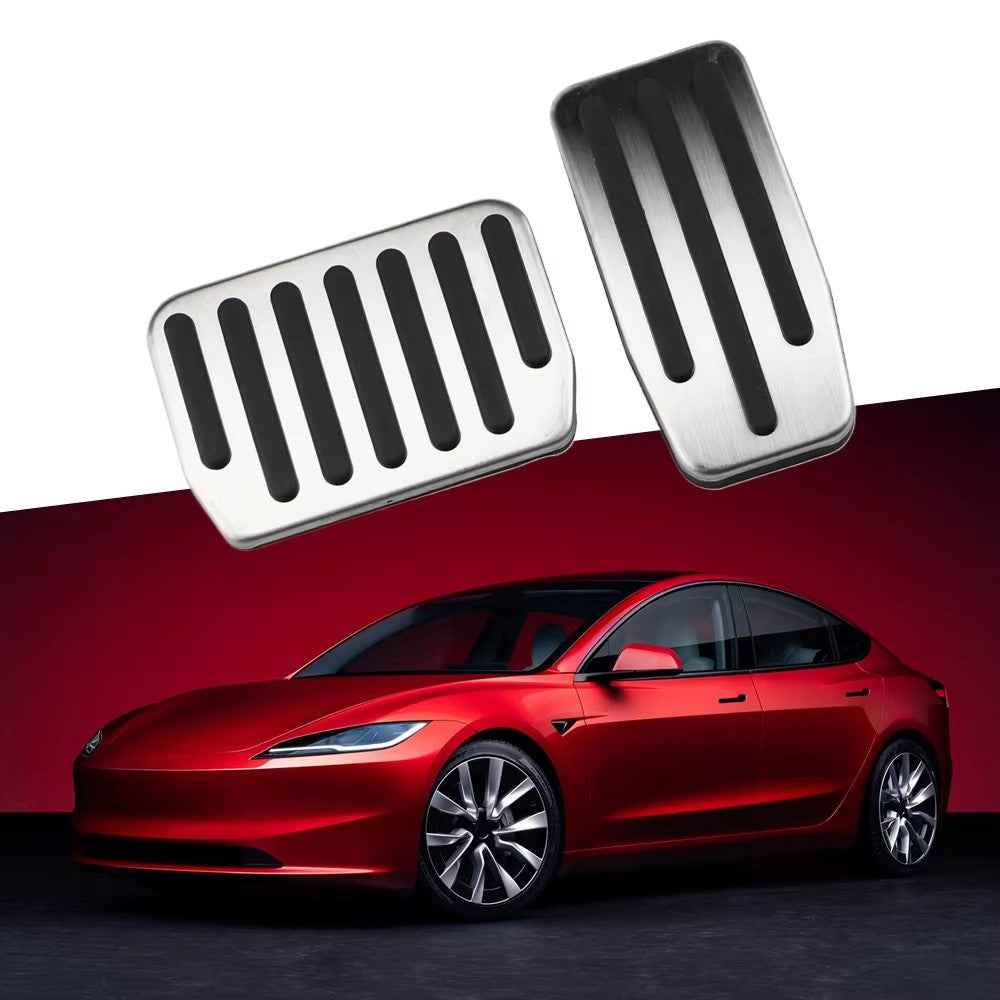 2Pcs / Set For Tesla Model Y  /  3 Car Styling Non Slip Accelerator Brake Pedal Pad Cover - Red