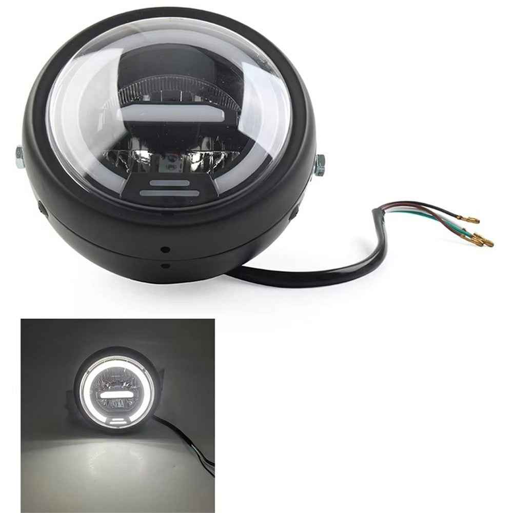 16cm Retro Motorcycle LED Headlight Daytime Running Lamp for Cruiser Chopper Cafe Racer - White Light