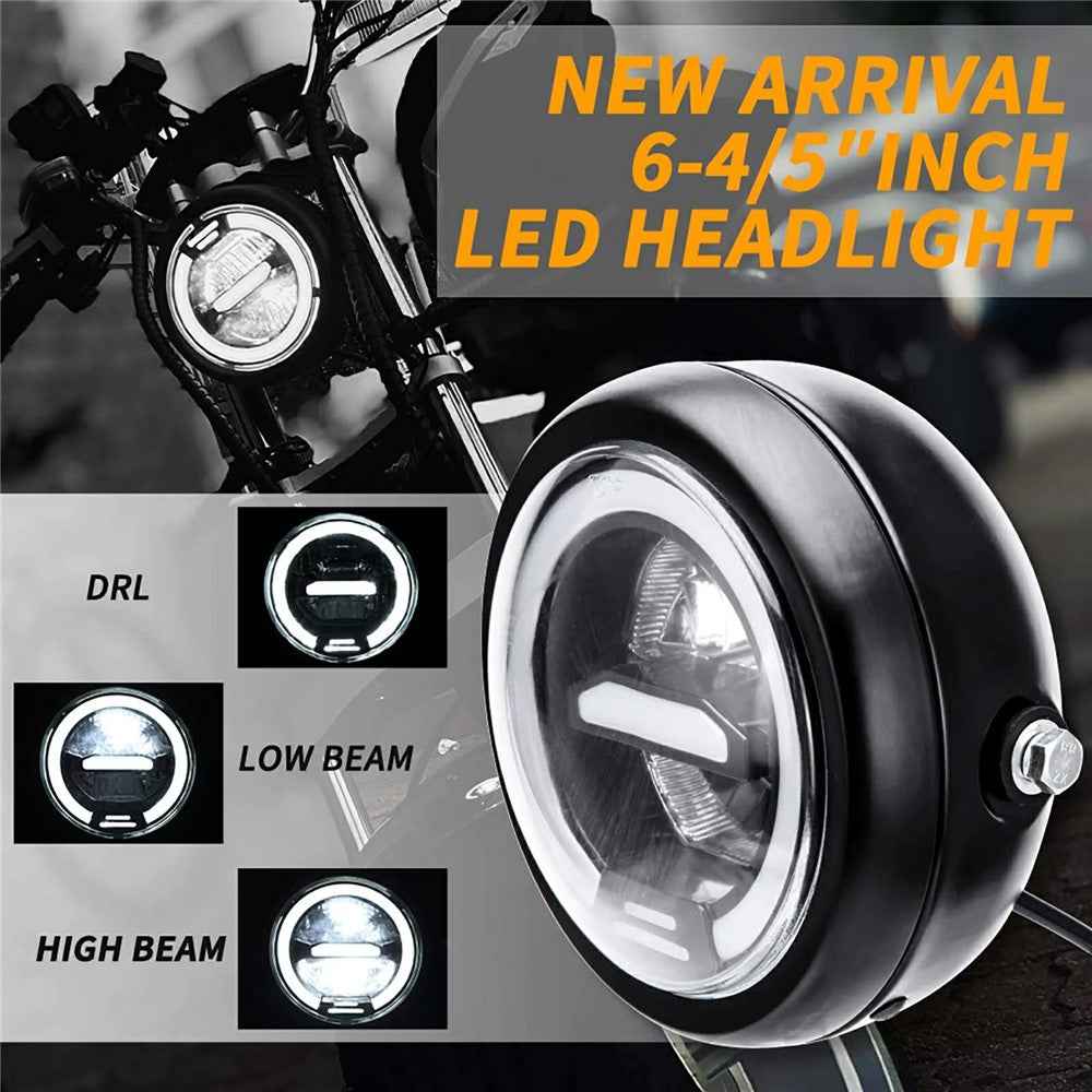 16cm Retro Motorcycle LED Headlight Daytime Running Lamp for Cruiser Chopper Cafe Racer - White Light