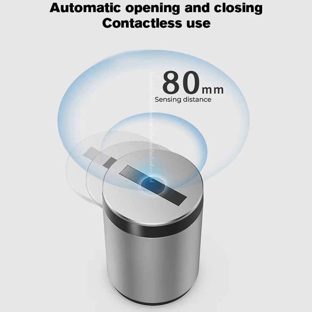 Infrared Sensor Smart Auto Open / Close Aluminum Alloy Car Ashtray with Built In LED Light - Grey